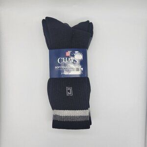 New Mens Chaps Black Cotton Athletic Crew Socks 3PK Size 6.5 - 12